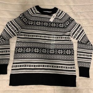 black and white pattern sweater